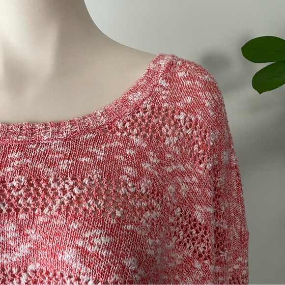 Roxy Cropped High Low Heathered Pink Knit Pullover Sweater Size Medium - Picture 4 of 6